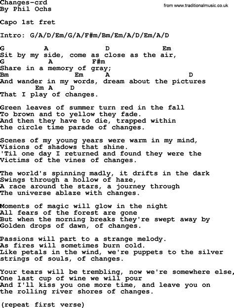 phil ochs lyrics|chords to changes phil ochs.